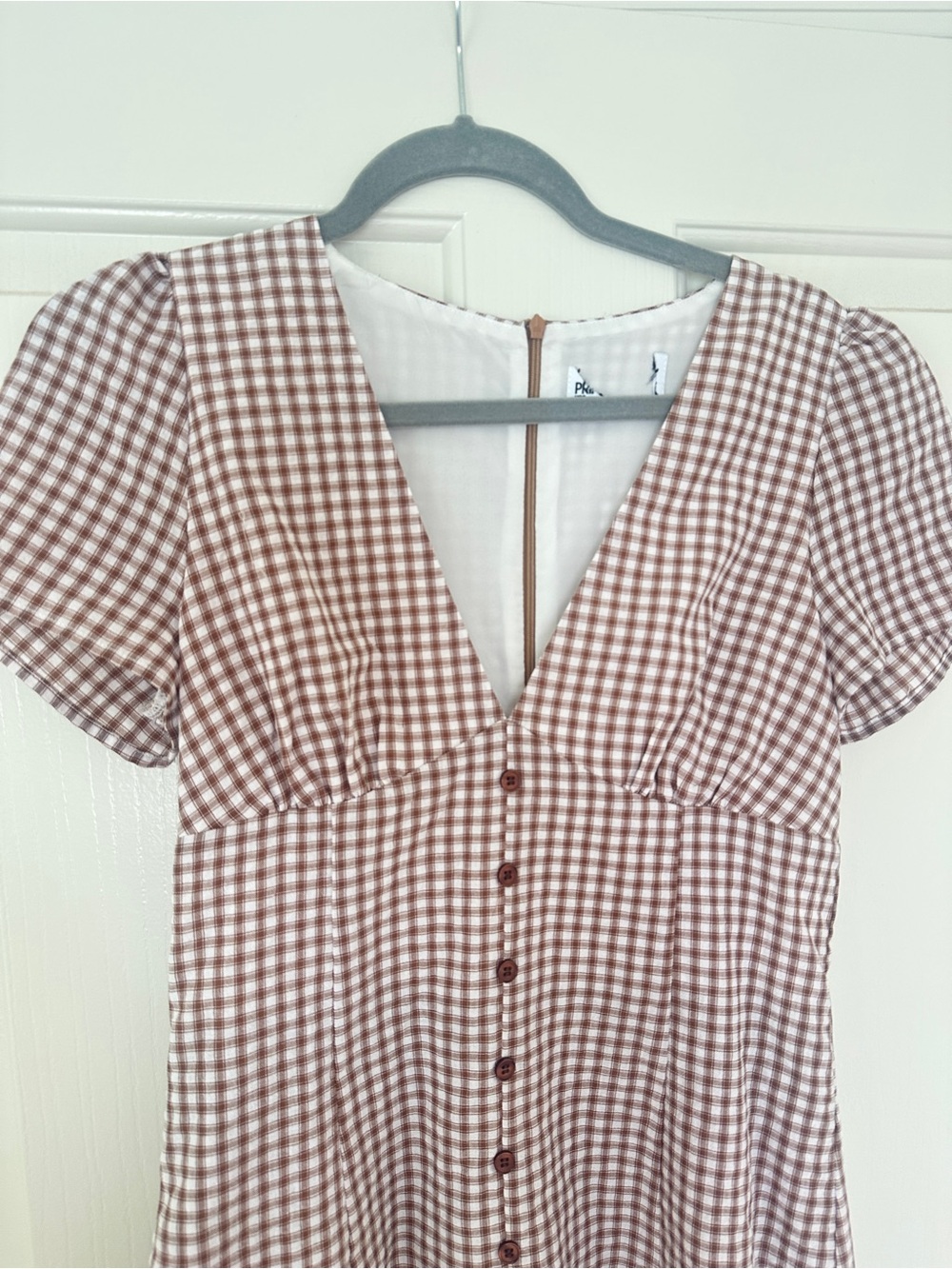 Princess Polly Brown & White Gingham Mini Dress - Picture 3 of 3